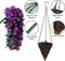 Artificial Fake Flowers Plants Hanging Baskets Outdoor Outside Spring Decor(Purple)